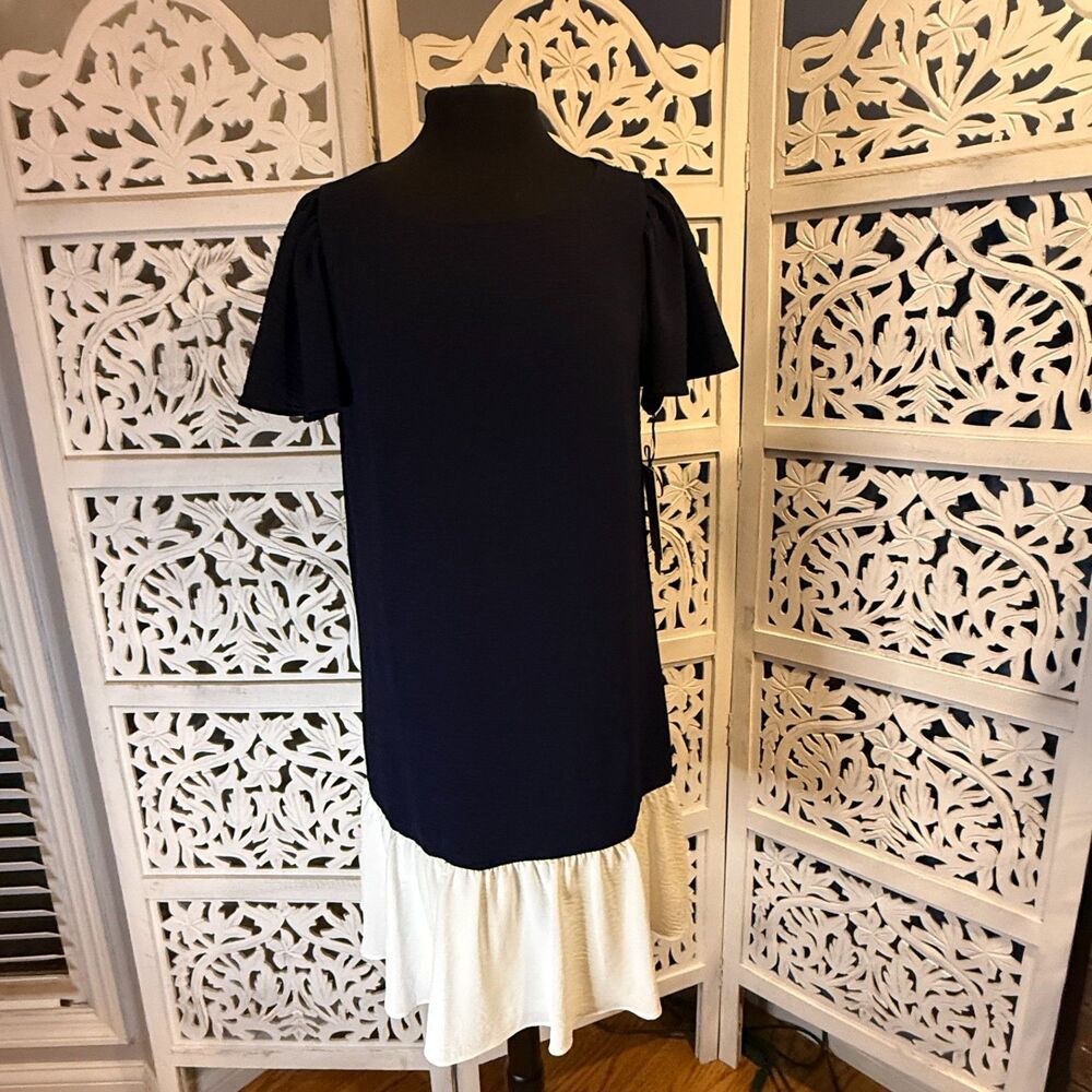 NWT Harper Rose Dark Blue and White Size 12 Drop Waist Dress